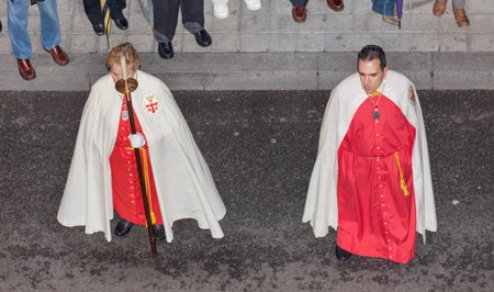 VALLADOLID, SPAIN - APRIL 6: Penitentes general procession during Holy Week in Valladolid, Spain, on...