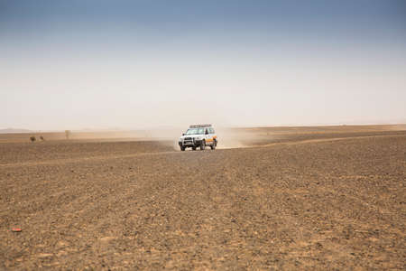terrain vehicle in the desert of Moroccoの写真素材