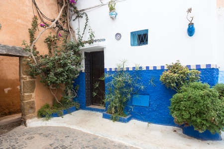 traditional Moroccan architecture in the kasbah of Oudayas. Rabat, Moroccoの写真素材