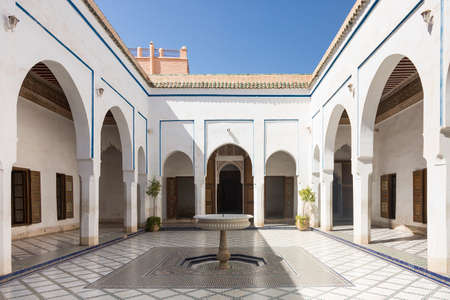 central courtyard of the Bahia Palace in Marraketchのeditorial素材