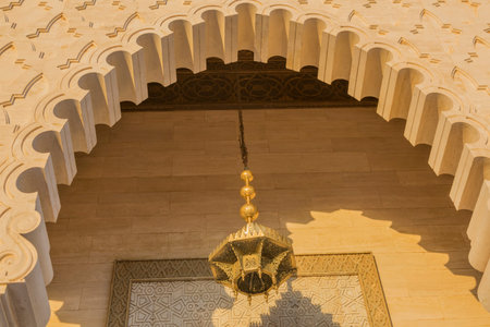 Arabic stone arch with bronze craft lamp