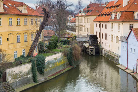 Old water mill in the city of Pragueの写真素材