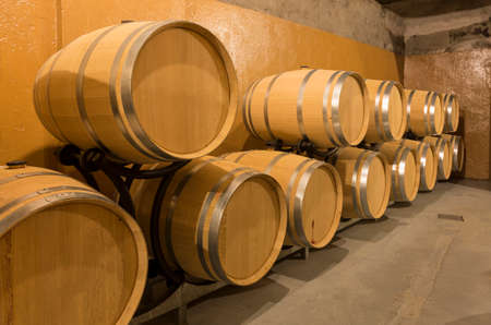 Barrels of wine in an old winery in Ribera del Duero, Valladolidのeditorial素材