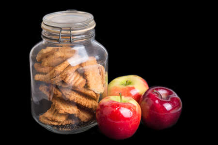 Autumn apples and cookies potの写真素材