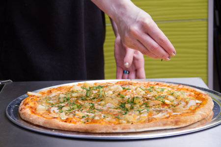 Pizza making, Italian pizza, ingredients, baked, hot flavored
