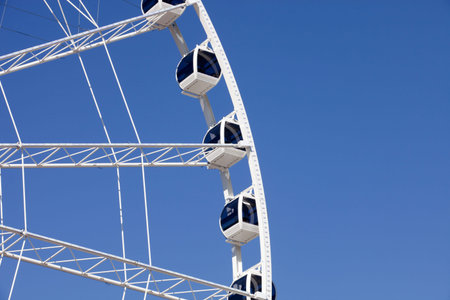 Ferris wheel with enclosed gondolas at an amusement park in Pigeon Forge, Tennessee Ferris wheel with enclosed gondolas at an amusement park in Pigeon Forge, Tennesseeの写真素材