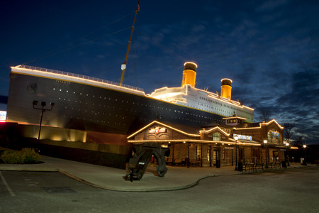 The Titanic Museum is a unique landmark and major tourist attraction in Pigeon Forge, Tennessee  The facade of the building resembles the worlds most famous luxury liner, RMS Titanic のeditorial素材