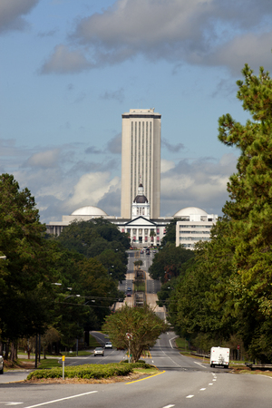 The old Florida State Capitol building as seen from Monroe St and Apalachee Parkway with the New Capitol in the backgroundのeditorial素材