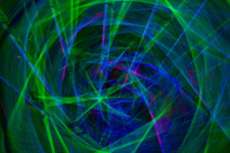 Blue and green light in motion abstract