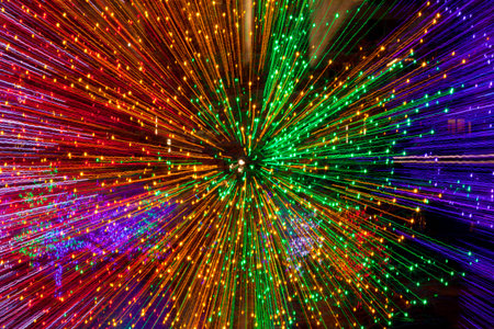 Abstract of light in motion looks like kaleidoscope of light colors