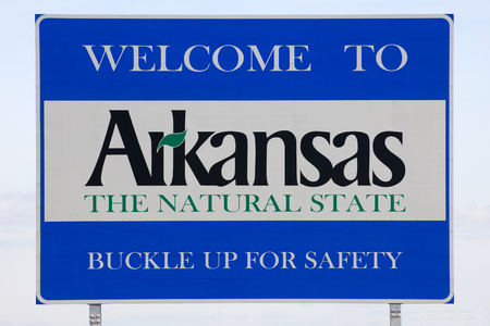 Welcome to Arkansas state signの写真素材