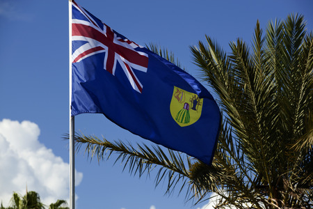 Flag of the Turk  Caicos Islands in the Caribbeanの写真素材
