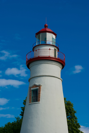 Senic Marblehead lighthouse on Lake Erie in Ohio built in 1821の写真素材