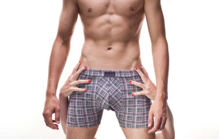 Picture present stripping male boxers for a womanの写真素材