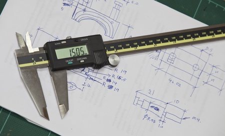 Caliper for check and design, use for check dimension of workpiece.のeditorial素材