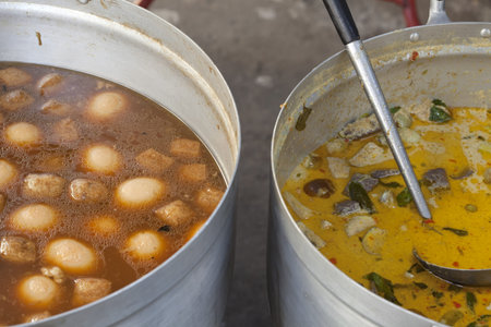 Pork stew with egg and Beef or chicken green curry
