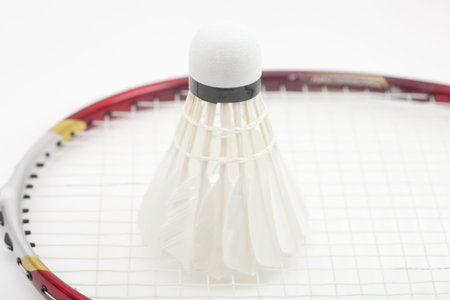 Badminton shuttlecock for sport game on white backgroundの写真素材