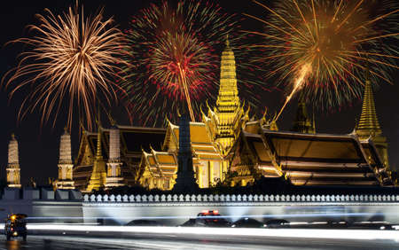 Father celebrate in Wat Phra Kaew, Bangkok - Thailand.の写真素材