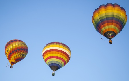 hot air balloons over blue sky の写真素材