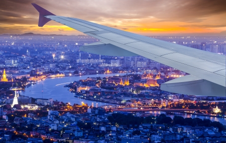 Bangkok city from air plane viewの写真素材