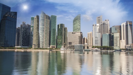 Landscape of the Singapore financial districtのeditorial素材