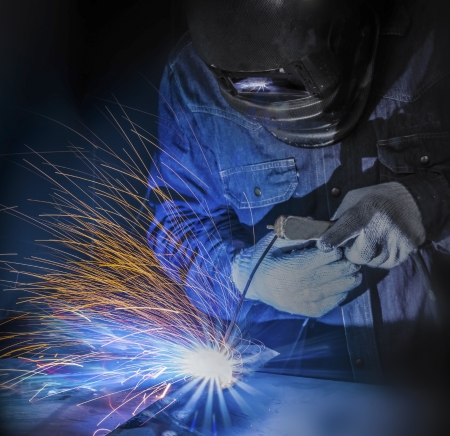 Worker welding the steel part by manual の写真素材