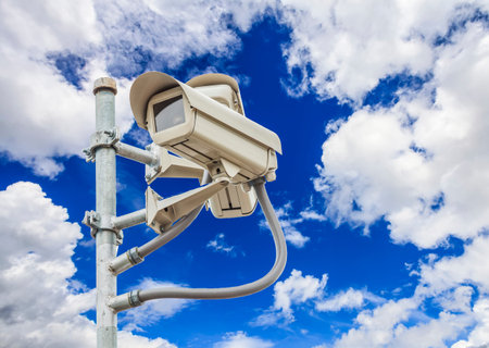 cliping path of safety vdo and camera with nice sky background