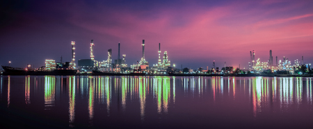 oil refinery plant at twilight morningの写真素材