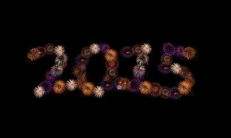 Happy New Year 2015 made of real firwworkの写真素材