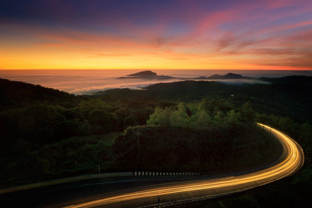 Doi Inthanon National park in the sunrise at Chiang Mai Province, Thailandの写真素材