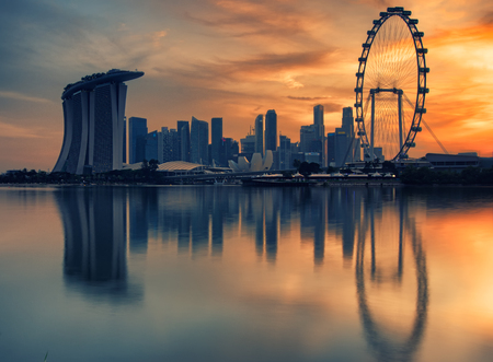 Landscape of the Singapore financial districtのeditorial素材