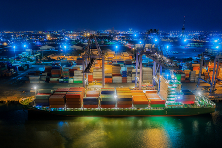 Logistic hub port in thailand, central of container handling and import, export from vesselの写真素材
