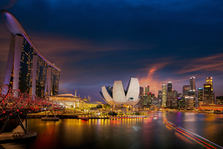 Cityscape of Singapore city and sunsetのeditorial素材