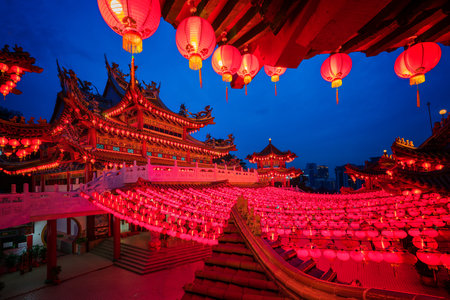 Red lanterns decoration in Thean Hou Temple, Kuala Lumpur, Malaysia. Thean Hou Temple is the oldest...