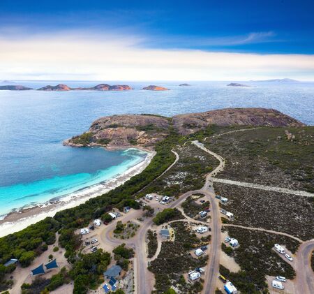 Car camping in holiday at Happy bay beach in Esperance, Western Australiaの写真素材