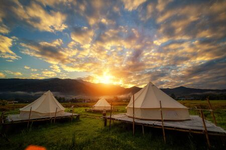Countryside homestay in rice farm in Pua District, Nan province, Thailand. This image can use for home stay, hotel, resort, holiday, travel, park and outdoor conceptのeditorial素材