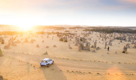 Morning subrise in Pinnacles at Namburg National Park, Cervantes, Western Australia