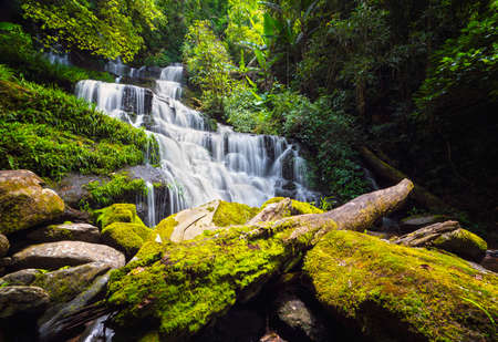 Unseen Man daeng water fall in phuhinrongkla park near Phu thapboek mountain in Thailandの写真素材