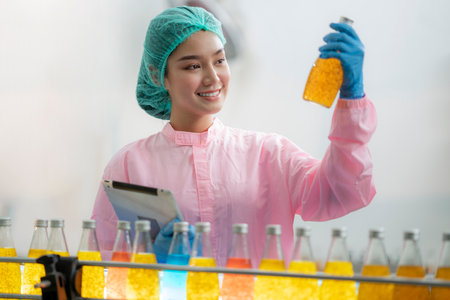 Asian professional food scientist team in chemical laboratory in food inductrial factoryの写真素材