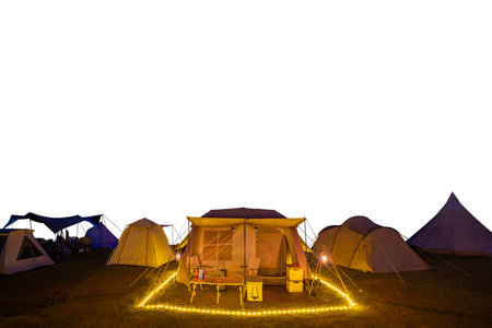 isolated object for tent in camping park on white background , material for art work and design jobの写真素材