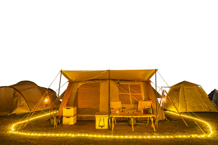 isolated object for tent in camping park on white background , material for art work and design jobの写真素材