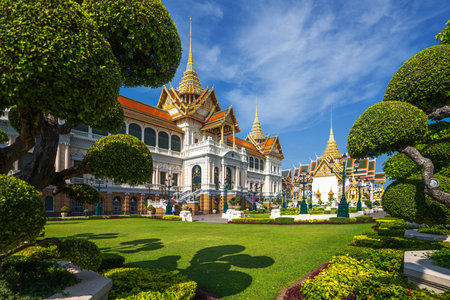 The bese destination for travel in Bangkok city, chakkri maha prasat building in Thailand grand palace  and wat phra kaew in Bangkok, Thailandの写真素材