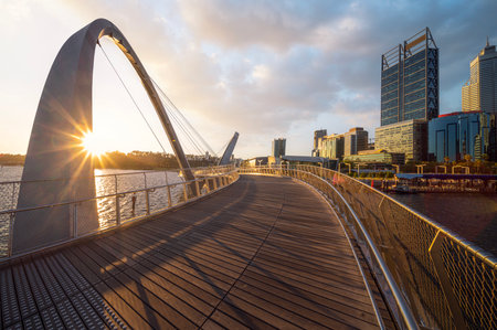 elizabeth quay park, Perth cityscape  building landmark in Australia city with blue skyの写真素材