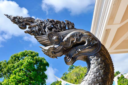 The great Naga at temple stairway of Wat Pa Phu Kon.Na Yung District.Udornthani Province.Thailandの写真素材