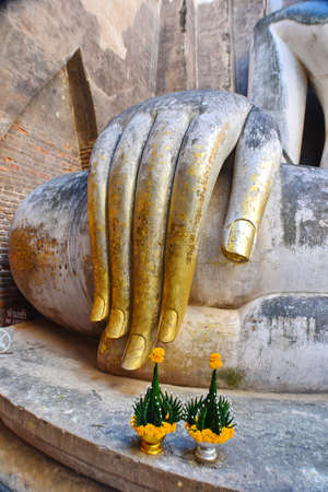 Hand of Phra Ajana.Sukhothai Historical Park.Sukhothai Province.Thailand.の写真素材