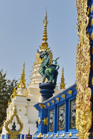Stucco art at Wat Rong Sua Ten,Chiang Rai Province,Thailand.の写真素材