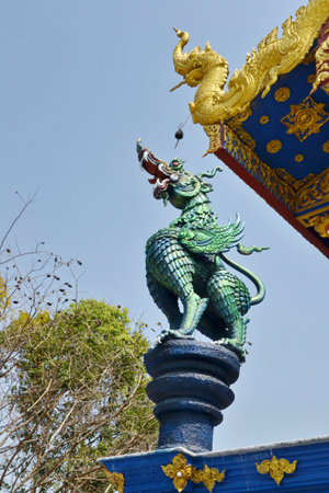 Stucco art at Wat Rong Sua Ten,Chiang Rai Province,Thailand.