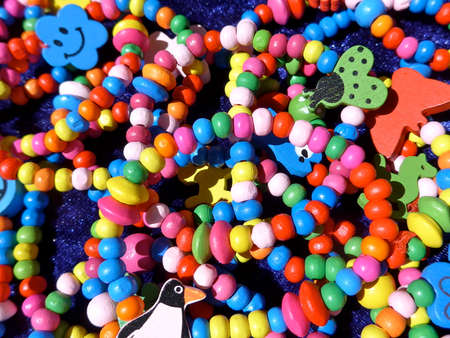 Colorful bracelets and necklaces for kidsの写真素材