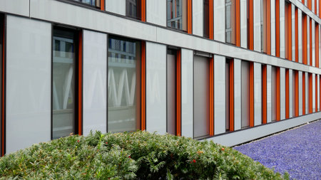 Facade, glass facade of a modern office building in Hamburg, Germany
