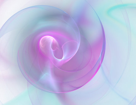 Pink-blue spiral fractal background. Fantastically twisted. The color of the nebula. Dreams. Vector.